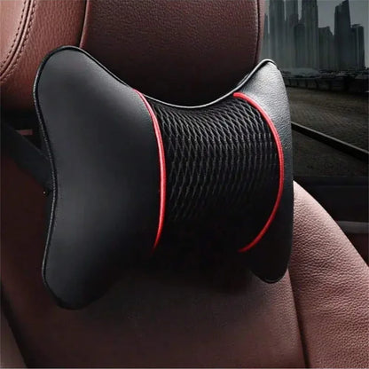 Universal PU Leather Car Headrest Pillow - Neck Support Cushion - Red