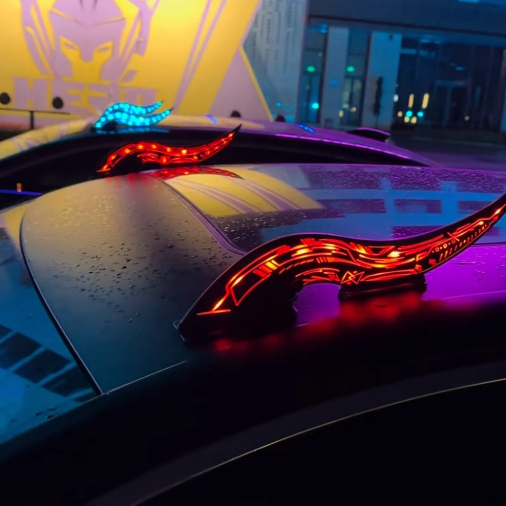 Dragon Horn Car Roof Fins with 32 LED Light Modes, Touch Dimmable