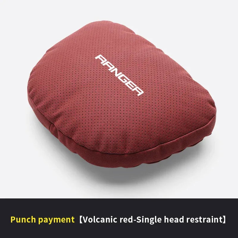 Ford Ranger Soft Neck Headrest & Lumbar Support Cushion Pillow - Headrest Red