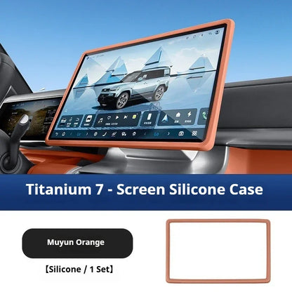 BYD Ti7 Silicone Screen Frame and Mirror Cover - Orange 1Pcs