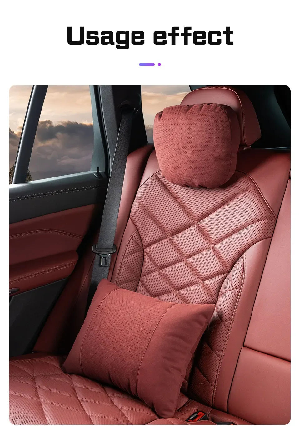 Jaecoo Breathable Suede Neck & Lumbar Support Pillow - set cognac