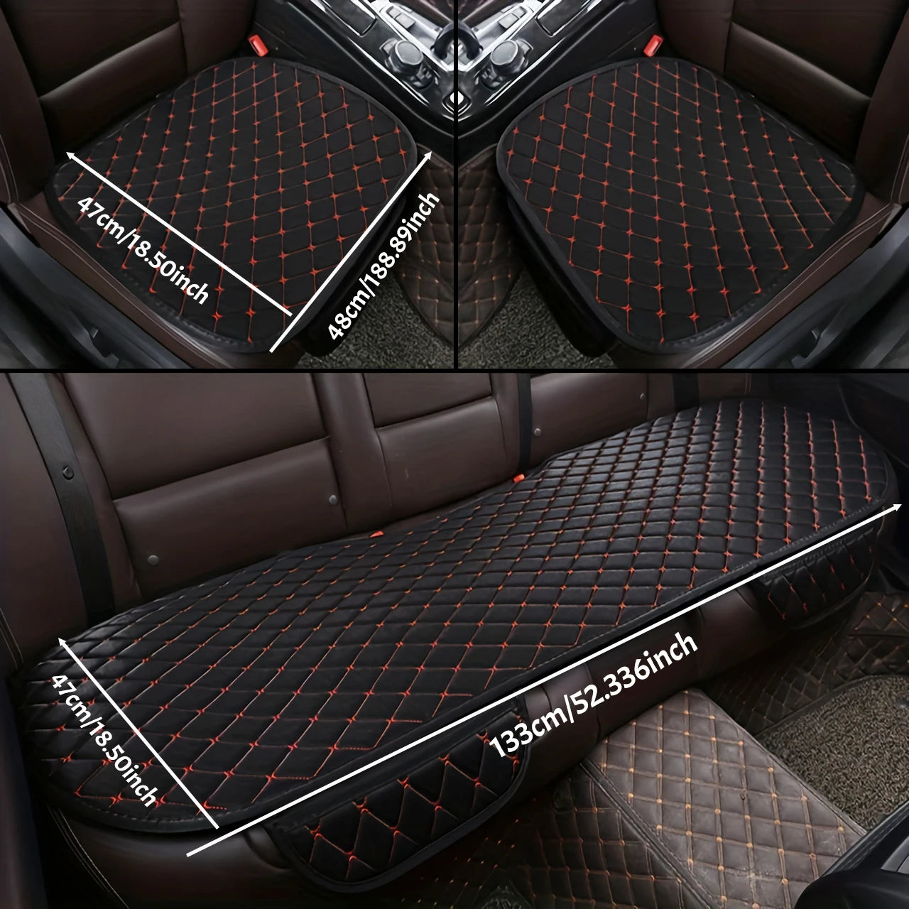 3Pcs Universal Cotton Linen Car Seat Cover Set - All Season