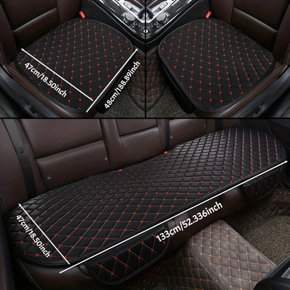 3Pcs Universal Cotton Linen Car Seat Cover Set - All Season