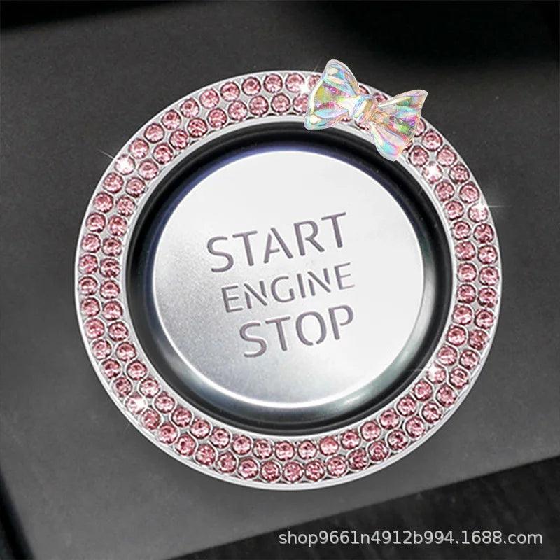 Diamond Rhinestone Car Start Button Ring Cover SUV Interior Decor