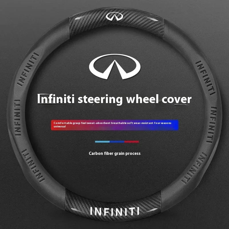 Infiniti Carbon Fiber Leather Steering Wheel Cover - O Leather Red