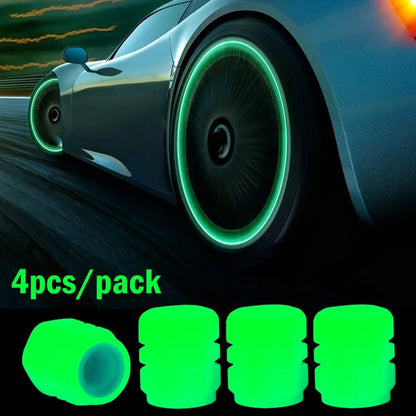 4/16pcs Luminous Valve Caps Car Fluorescent Tire Valves Cap Glow in The Dark Car Motorcycle Bike Wheel Plug Tyre Hub Cover Decor - Carmoods