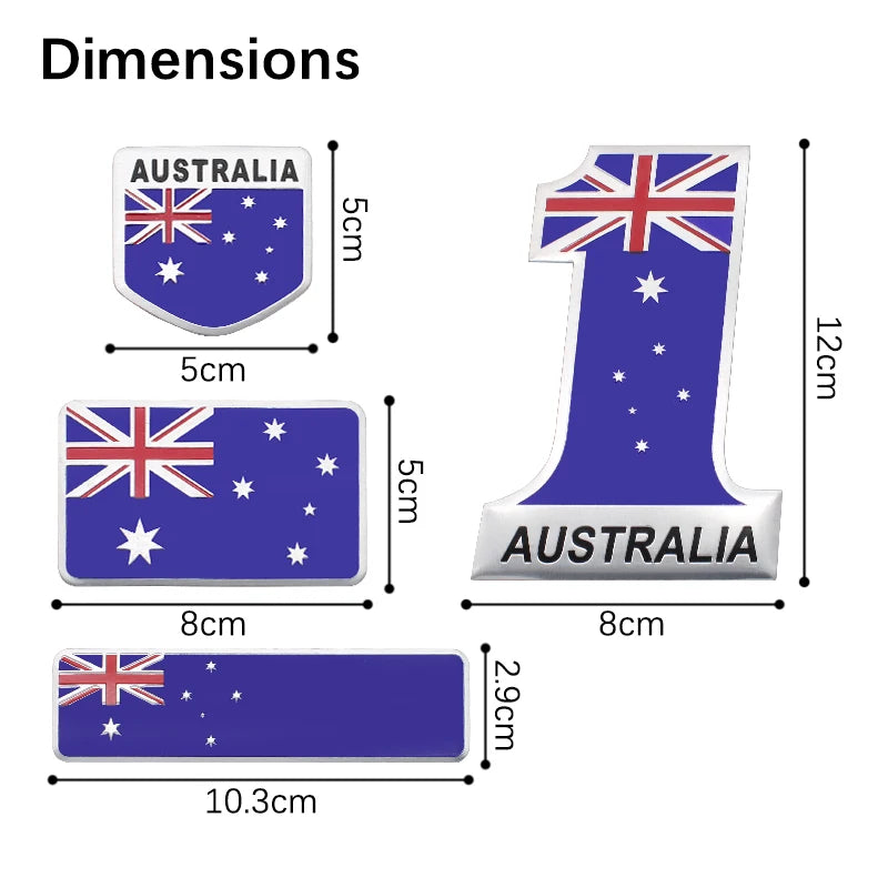 3D Metal Australia Flag Car Sticker – Aluminum Emblem Badge & Exterior Decal - A