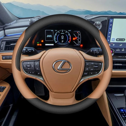 Lexus Nappa Leather Steering Wheel Cover - Black Chestnut