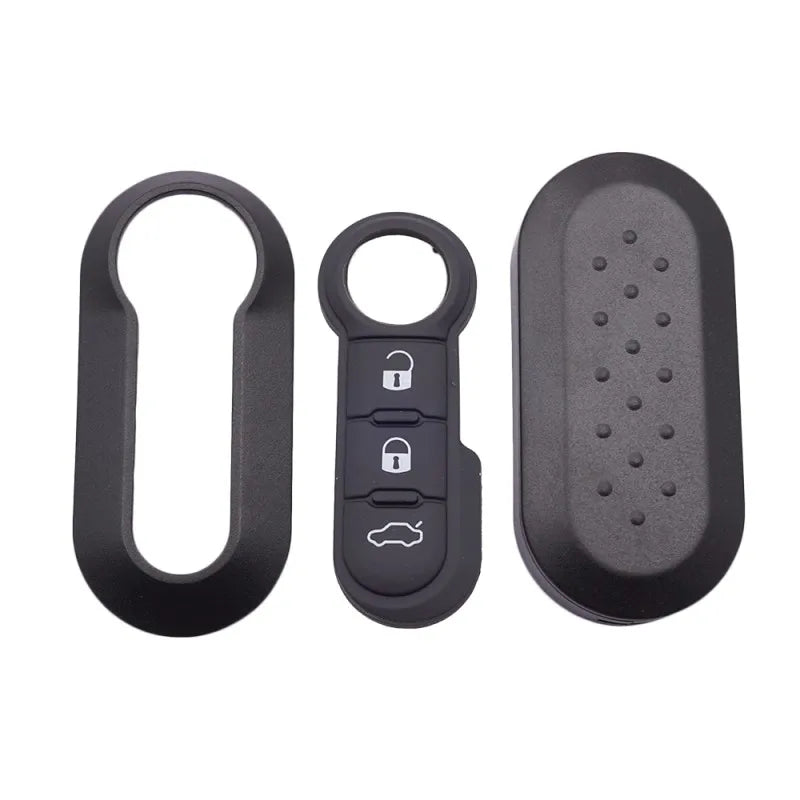 Fiat 500, Panda & Punto Remote Key Shell — 3 Button, 8 Colours - Black