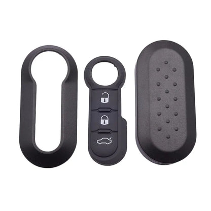Fiat 500, Panda & Punto Remote Key Shell — 3 Button, 8 Colours - Black