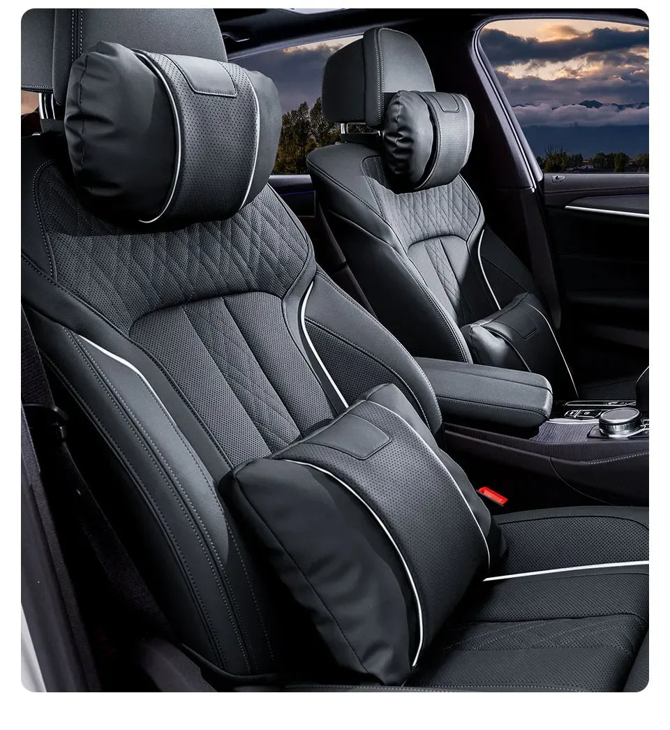 Baic Beijing Leather Headrest & Lumbar Support - headrest white