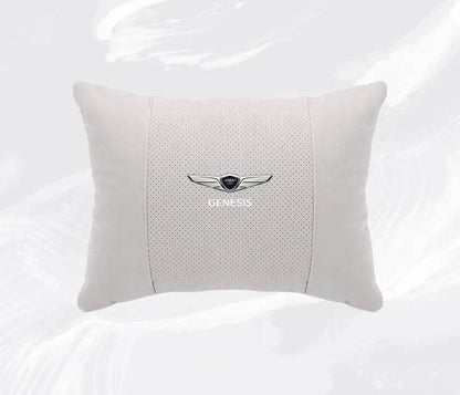 Suede Car Neck Pillow & Lumbar Support for Genesis G80, GV70, GV80, G90 & More - headrest 1pc white
