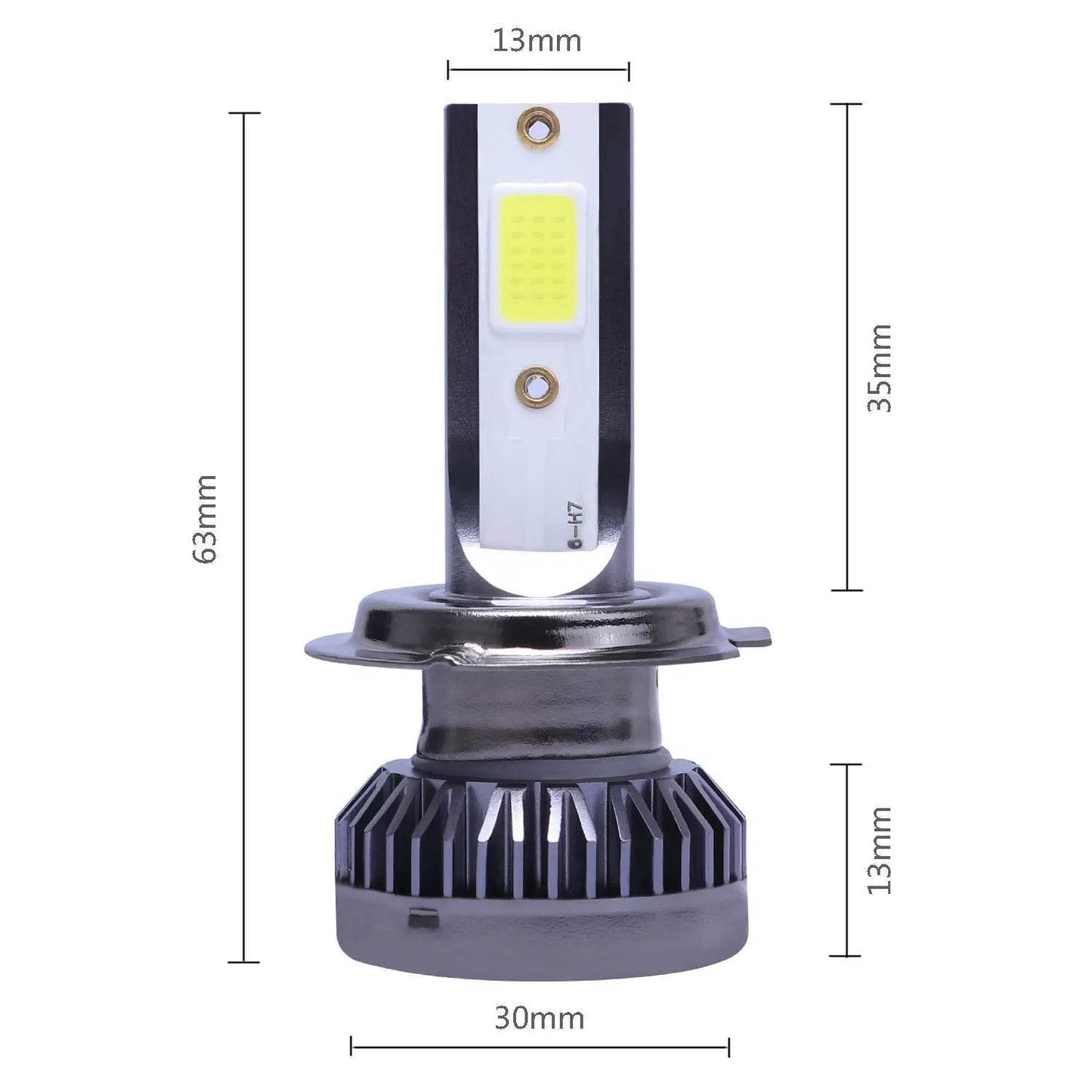 2Pcs LED Car Headlight Bulbs – 20000LM Turbo 12V Lamp for H1, H3, H4, H7, H8, H11, 9005, 9006, HB3, HB4, H13, HB5, HB1 - 6000K White Color / H7