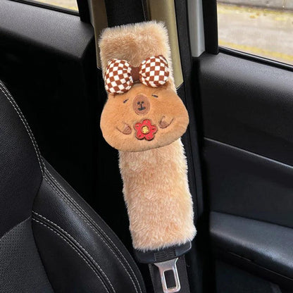 Capybara Plush Car Seat Belt Cover Universal Auto Safety Shoulder Pad