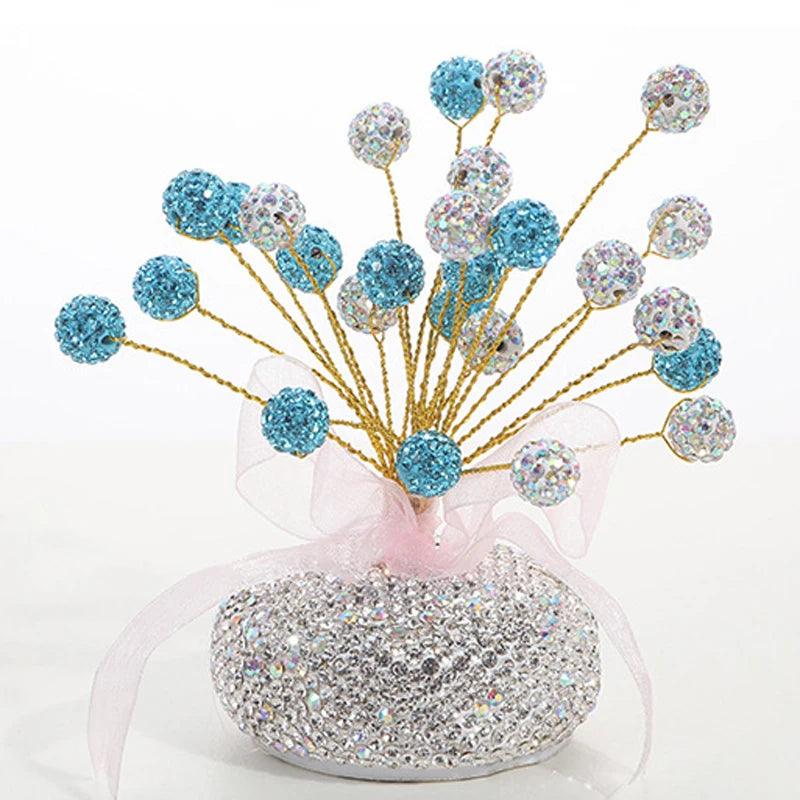 Diamond Crystal Car Dashboard Ornament with Balloon Ribbon Design