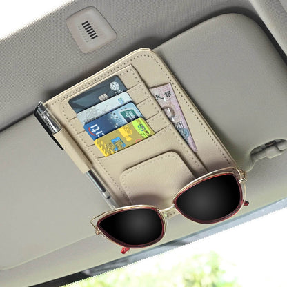 Multi-Pocket Car Visor Organizer – for Cards, Glasses & Essentials - Grey