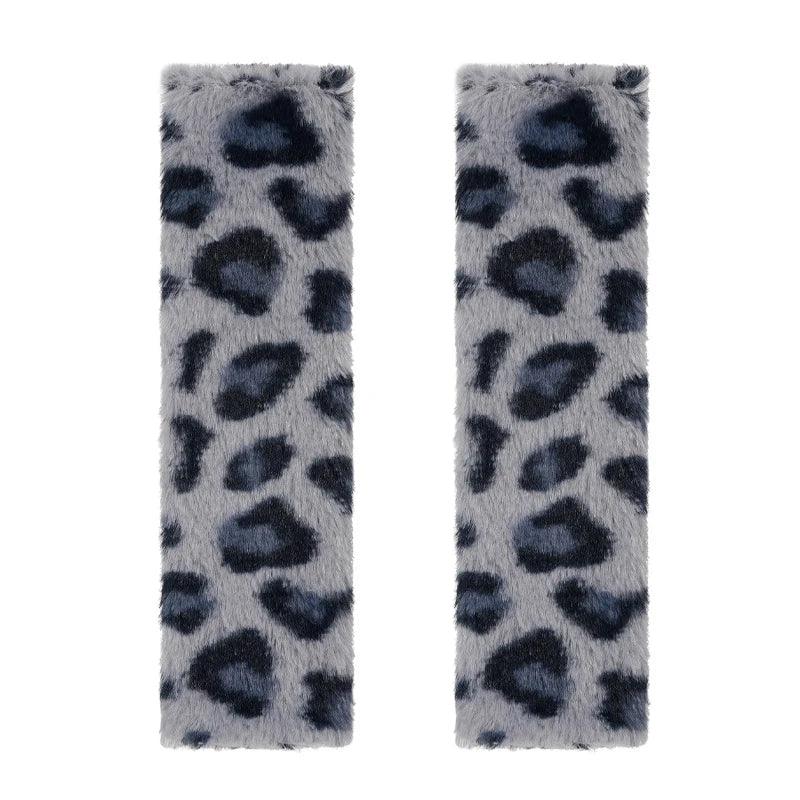 2pcs Leopard Print Plush Seat Belt Shoulder Pads Car Safety
