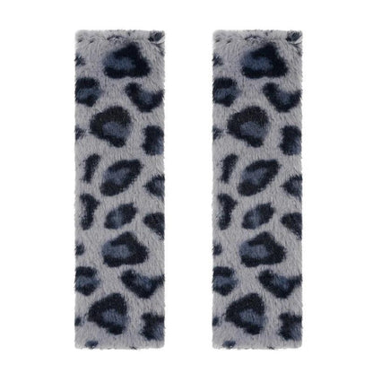 2pcs Leopard Print Plush Seat Belt Shoulder Pads Car Safety