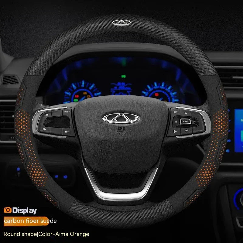 Chery Tiggo Karbonfiber Semsket Skinn Rattrekk