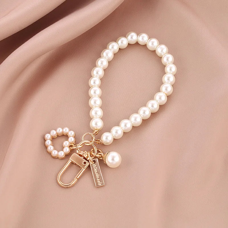 Pearl Shell Bead Keychain - Shiny Phone Bag Charm Accessory