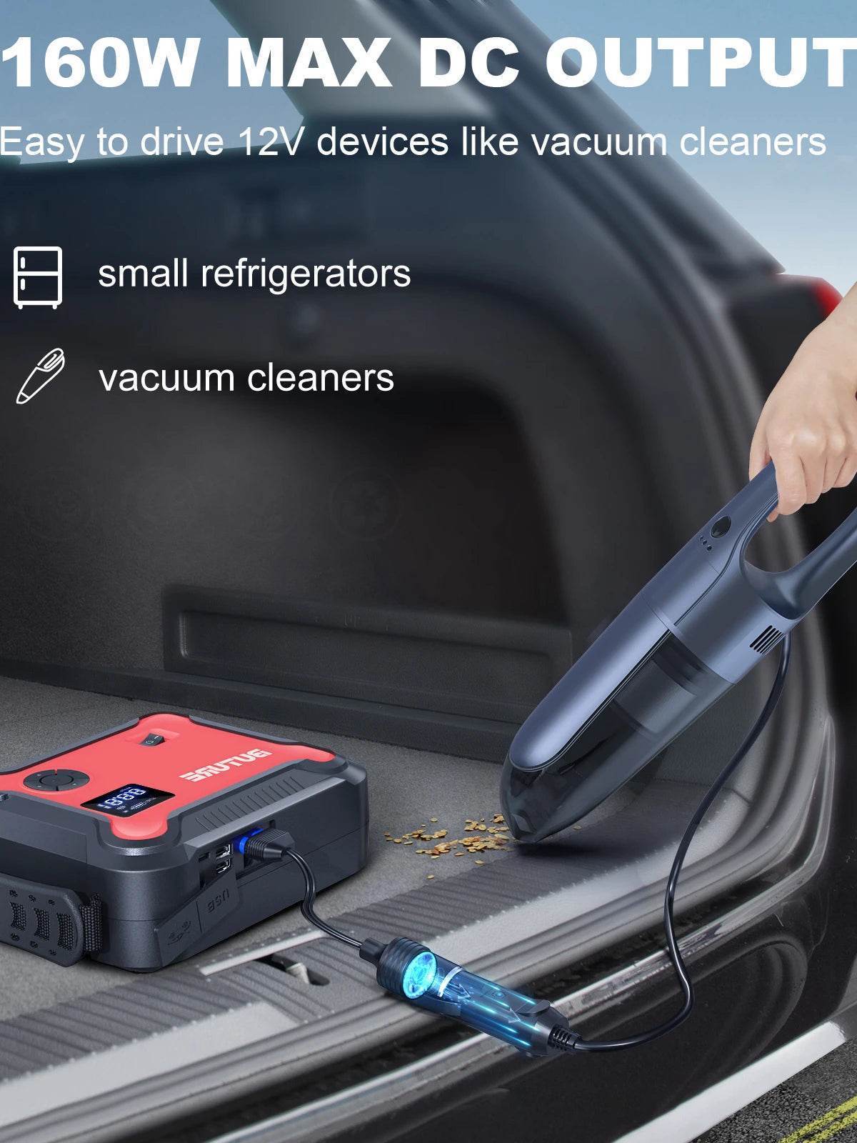 Buture 5-in-1 Car Jump Starter – 26800mAh Power Bank, Air Compressor, Digital Tire Inflator & 160W DC Output - 