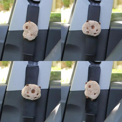 2pcs Cute Capybara Plush Car Seat Belt Shoulder Pad Covers