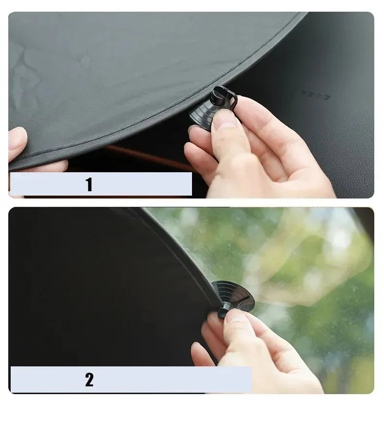 Universal Folding Car Rear Window Sun Shade with Suction Cups - A STYLE