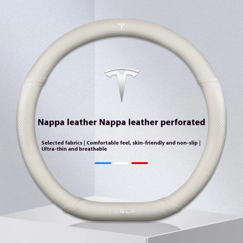 Tesla Suede Steering Wheel Cover – Anti-Slip, Breathable Leather Grip