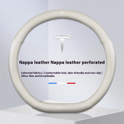 Tesla Suede Steering Wheel Cover – Anti-Slip, Breathable Leather Grip