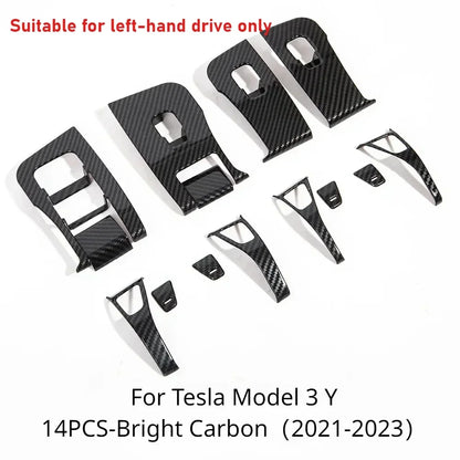 Tesla Model Y/3/3+ Highland Window Switch Button Covers – Trim Frame Stickers (2017–2024) - Matte Carbon New M3
