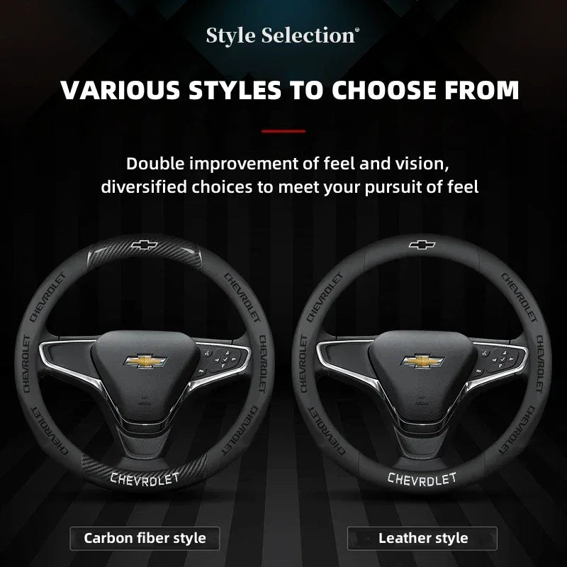 Chevrolet Cruze Silverado Tahoe 3D Embossed Steering Wheel Cover - Round Brown B