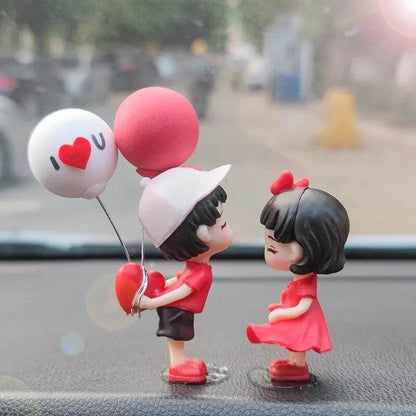 Cute Couple Dashboard Ornaments – Cartoon Kissing Figurines for Car Interior Decoration - Decoration balloons