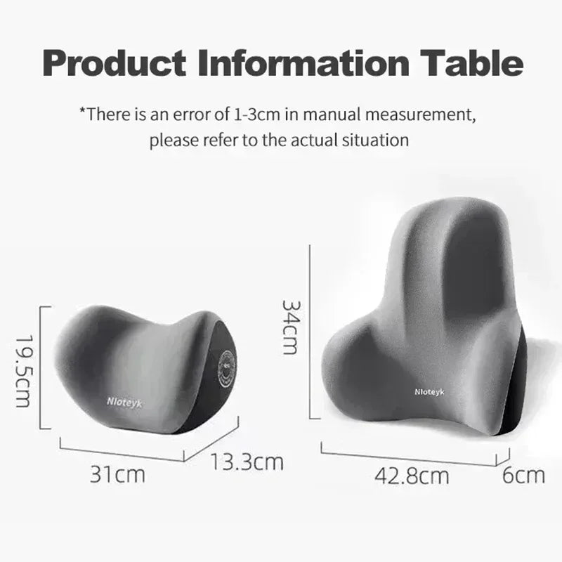 AutoComfort Memory Foam Headrest Lumbar Support Set Car Seat Cushion - headrest black