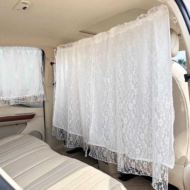 Lace Double Layer Car Privacy Curtains Universal Blackout Divider