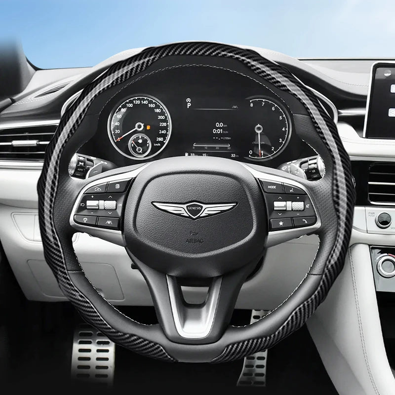 Genesis Carbon Fibre Snap-On Steering Wheel Cover - Round Shape / Black