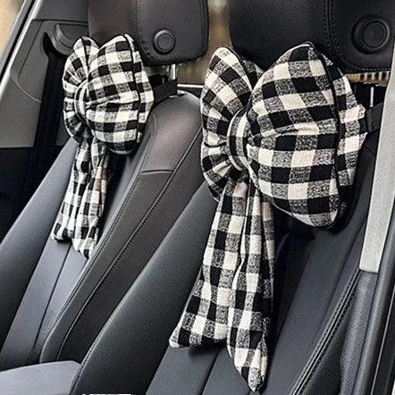 Pink Bowknot Car Headrest Neck Pillow - Cushion Support for Women