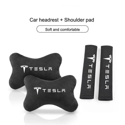 Tesla Neck Pillow & Seat Belt Shoulder Pad - 2Neck Pillow+2Seat Belt Pad