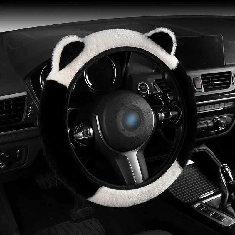 Plush Cat Ear Universal Steering Wheel Cover - Round Shape / A