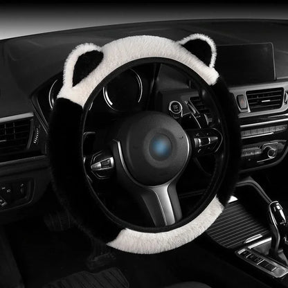 Plush Cat Ear Universal Steering Wheel Cover - Round Shape / A