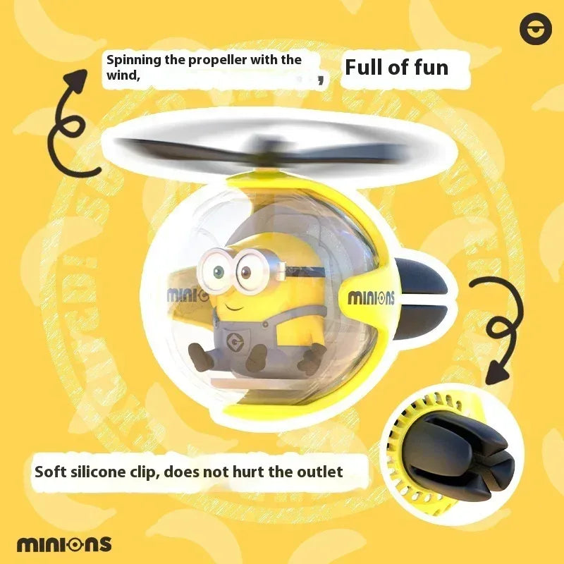Minions Cartoon Car Air Freshener Rotating Propeller Outlet Fragrance Magnetic Design Auto Accessories Interior Perfume gift - A