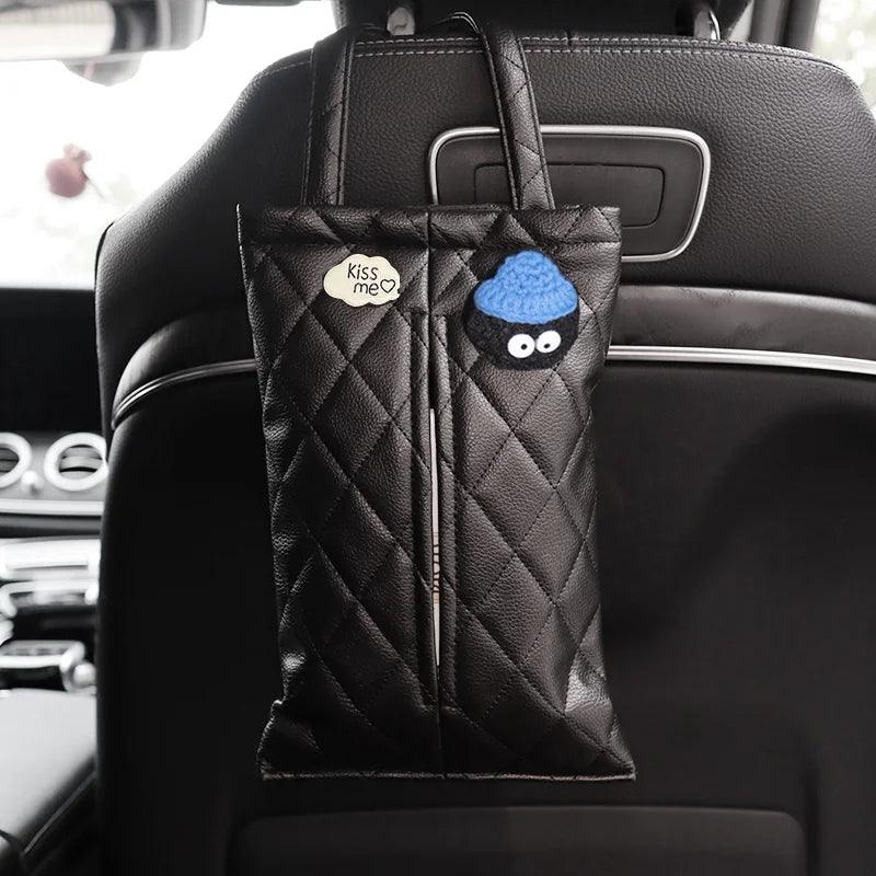 Cloud Cartoon Car Tissue Box Holder - Leather Headrest Mount Organizer