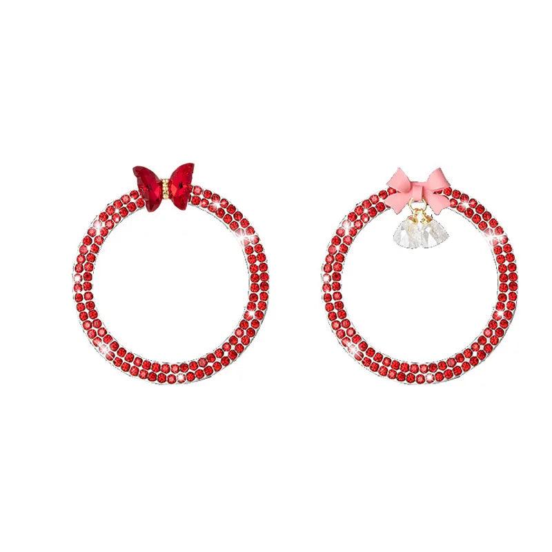2pcs Rhinestone Car Start Button Covers Diamond Butterfly Stickers
