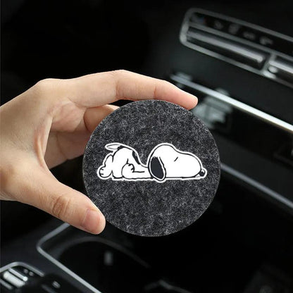Snoopy Felt Car Cup Holder Coasters - Anti-Slip Universal Pads