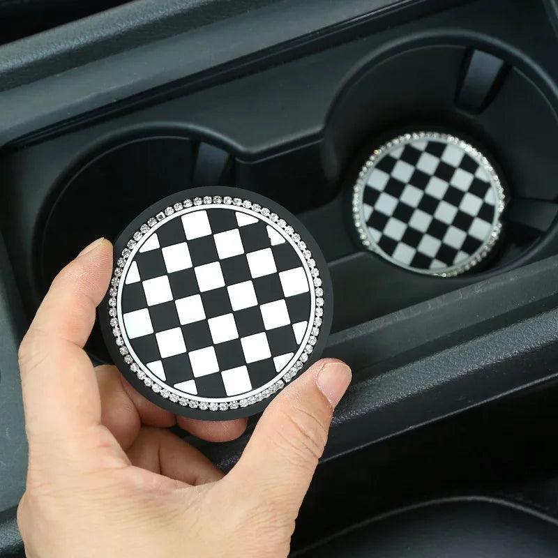 Diamond Camellia Car Cup Holder Mat Non-Slip Interior Pad Women