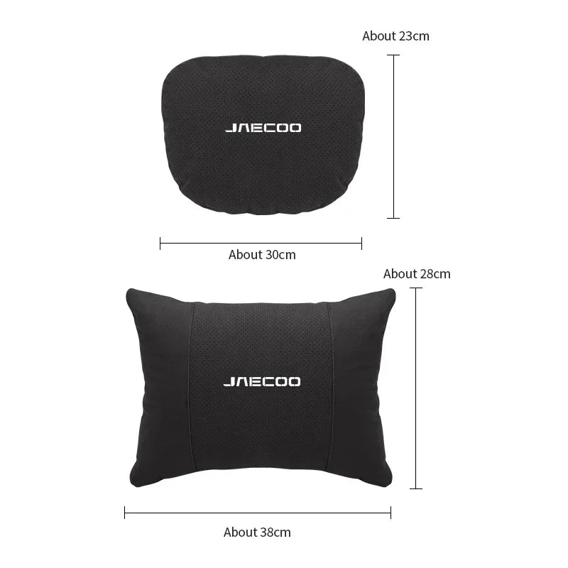 Jaecoo Breathable Suede Neck & Lumbar Support Pillow - set cognac