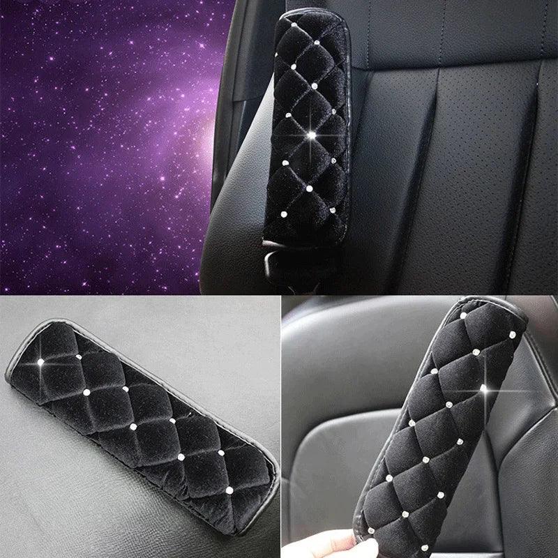 Rhinestone Plush Car Seat Belt Cover Shoulder Pad Diamond Protector