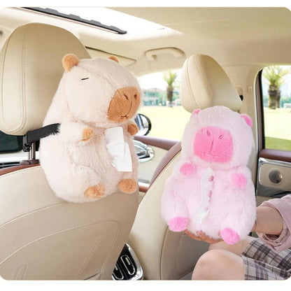Capybara Plush Hanging Car Tissue Box Holder Backseat Organizer