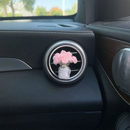 Car Air Vent Flower Clip Ornament – Glass Vase with Babysbreath & Jasmine