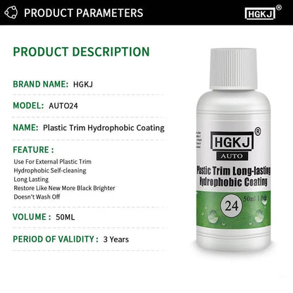 HGKJ 24 Plastic Restorer 50ml – Long-Lasting Trim & Rubber Revitalizer - 
