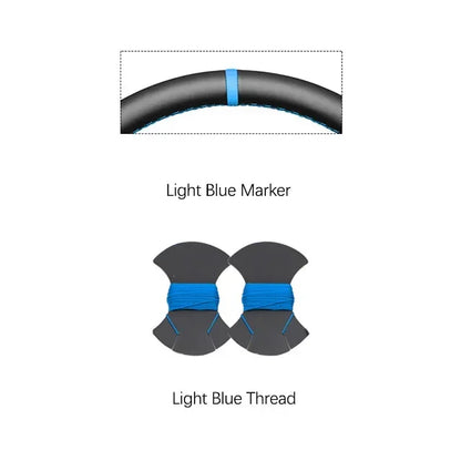 GMC Hand-Stitched Steering Wheel Cover - Round Shape / Light Blue Marker